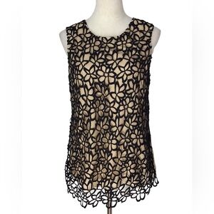Neiman Marcus Target Lela Rose Floral Lace Sleeveless Blouse Size Medium